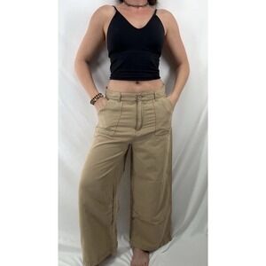 Rip Curl Wide Leg Linen Blend Pants Womens L Coastal Minimalist Resort Beach